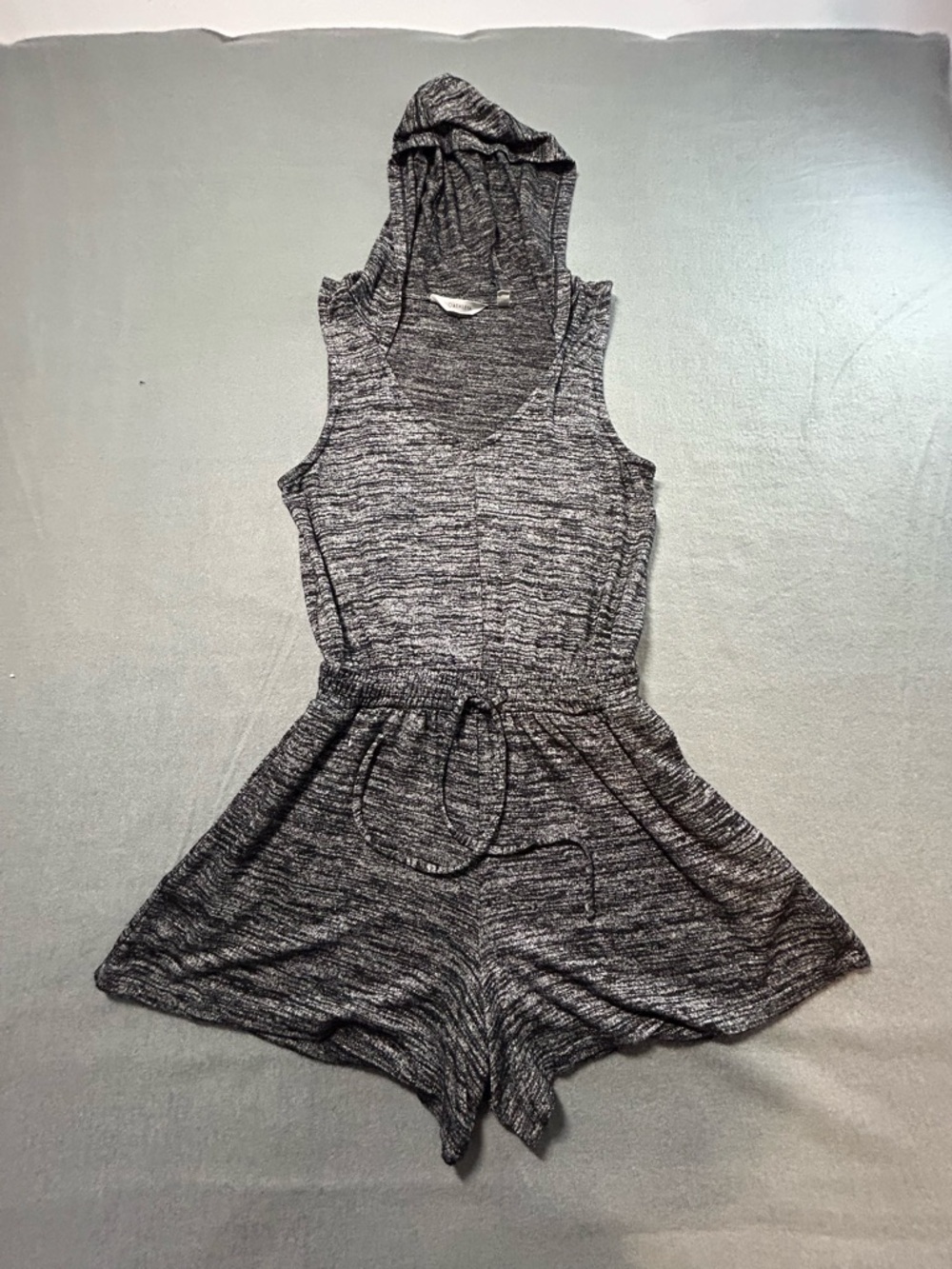 Athleta Charcoal Heather Hooded Romper with Drawstring